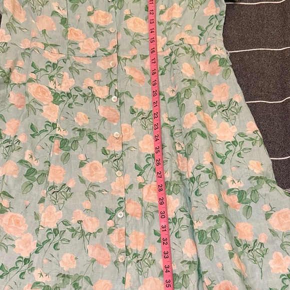Hill House The Laura Dress Blue Roses Floral 100% Linen Button Down Large - Picture 10 of 10